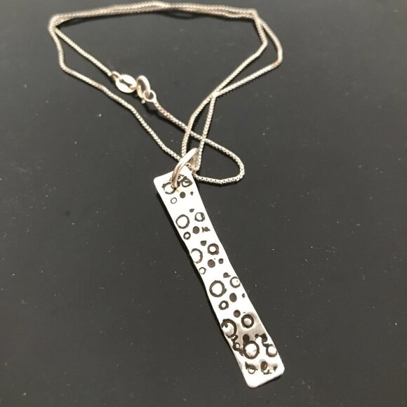Conceptual Subculture Jewelry - Southwestern Stamped Pendant Sterling Silver Bar necklace 925 .925 Handmade Gift